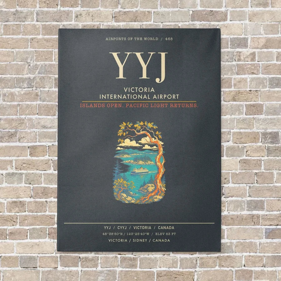 Victoria International Airport YYJ - Canvas Framed - Gray