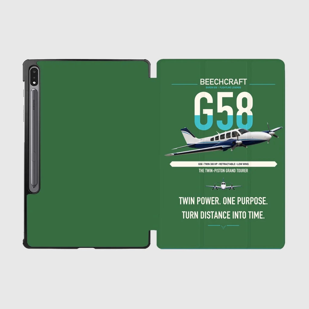 Beechcraft Baron G58 design on green samsung tablet tablet case