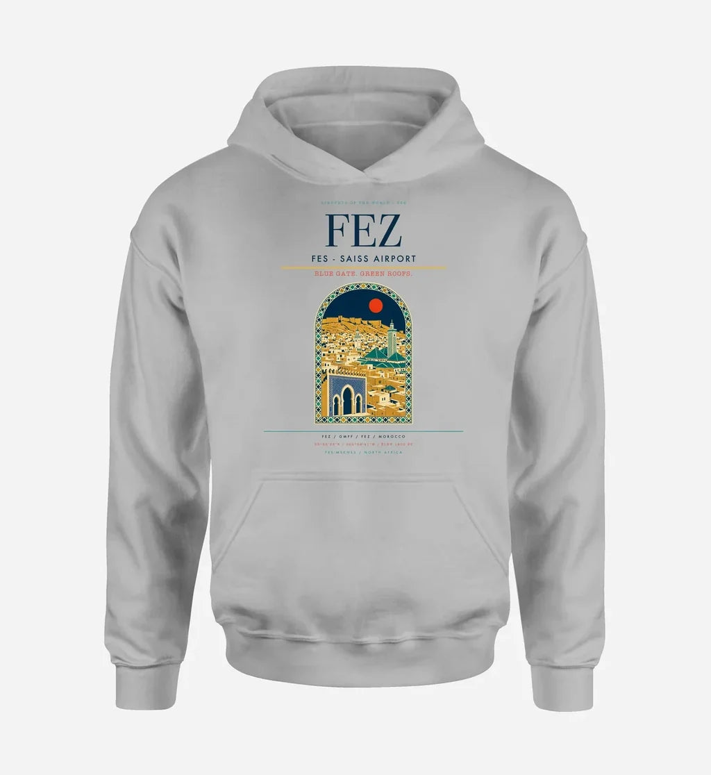 Fes (FEZ) design on light gray hoodie single-side print