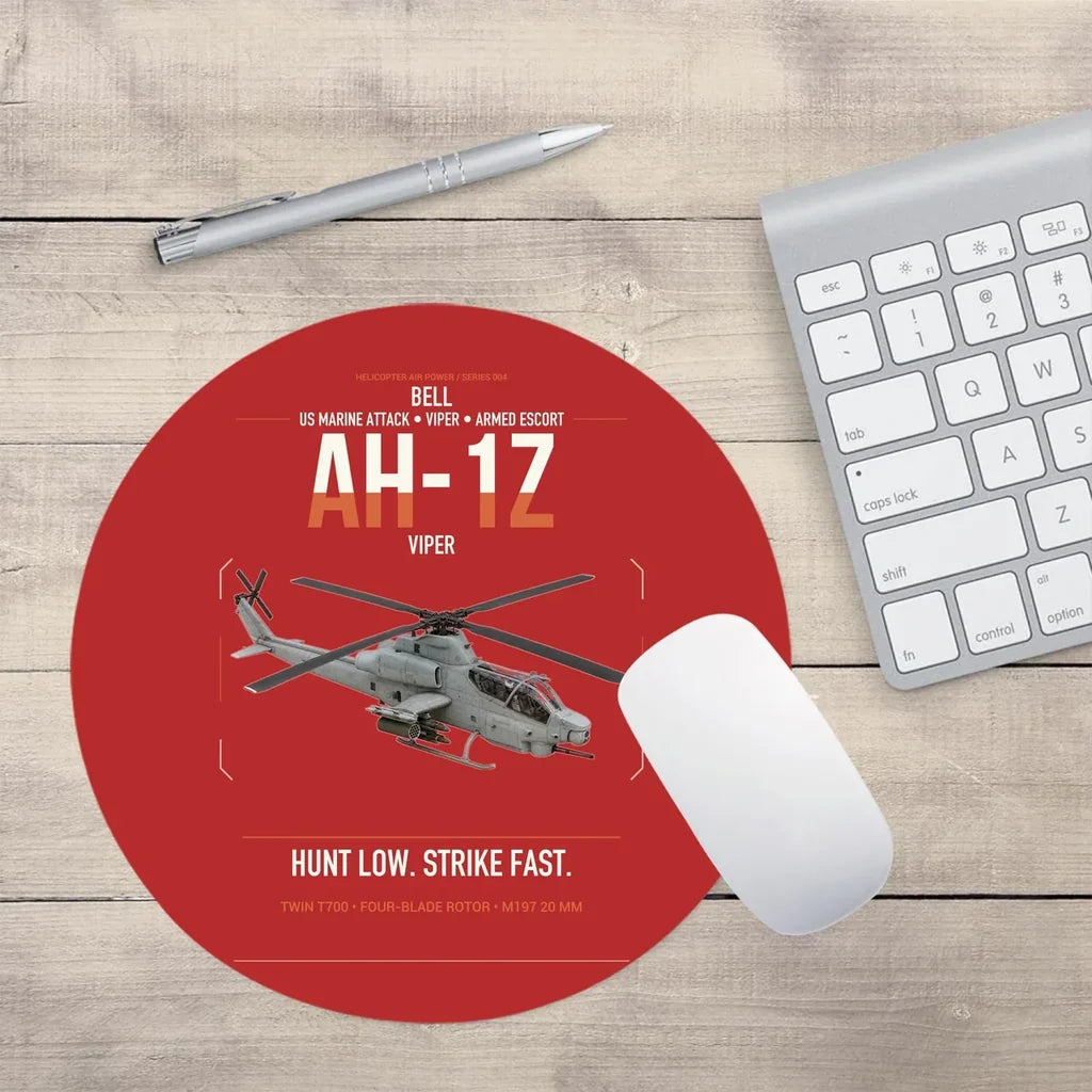 Bell AH-1Z Viper design on red round mouse pad