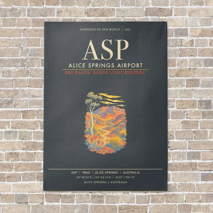 Alice Springs Airport ASP - Canvas Framed - Gray