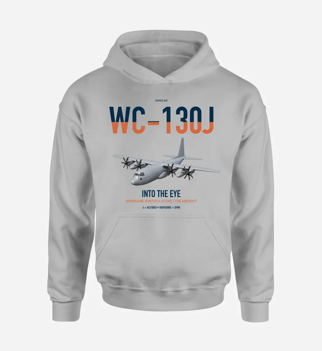 WC-130J Hurricane Hunter design on light gray double-side hoodie, single-side print