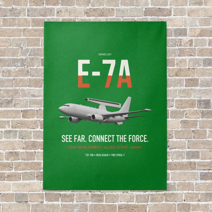 E-7A Wedgetail vertical canvas print - no frame - green background