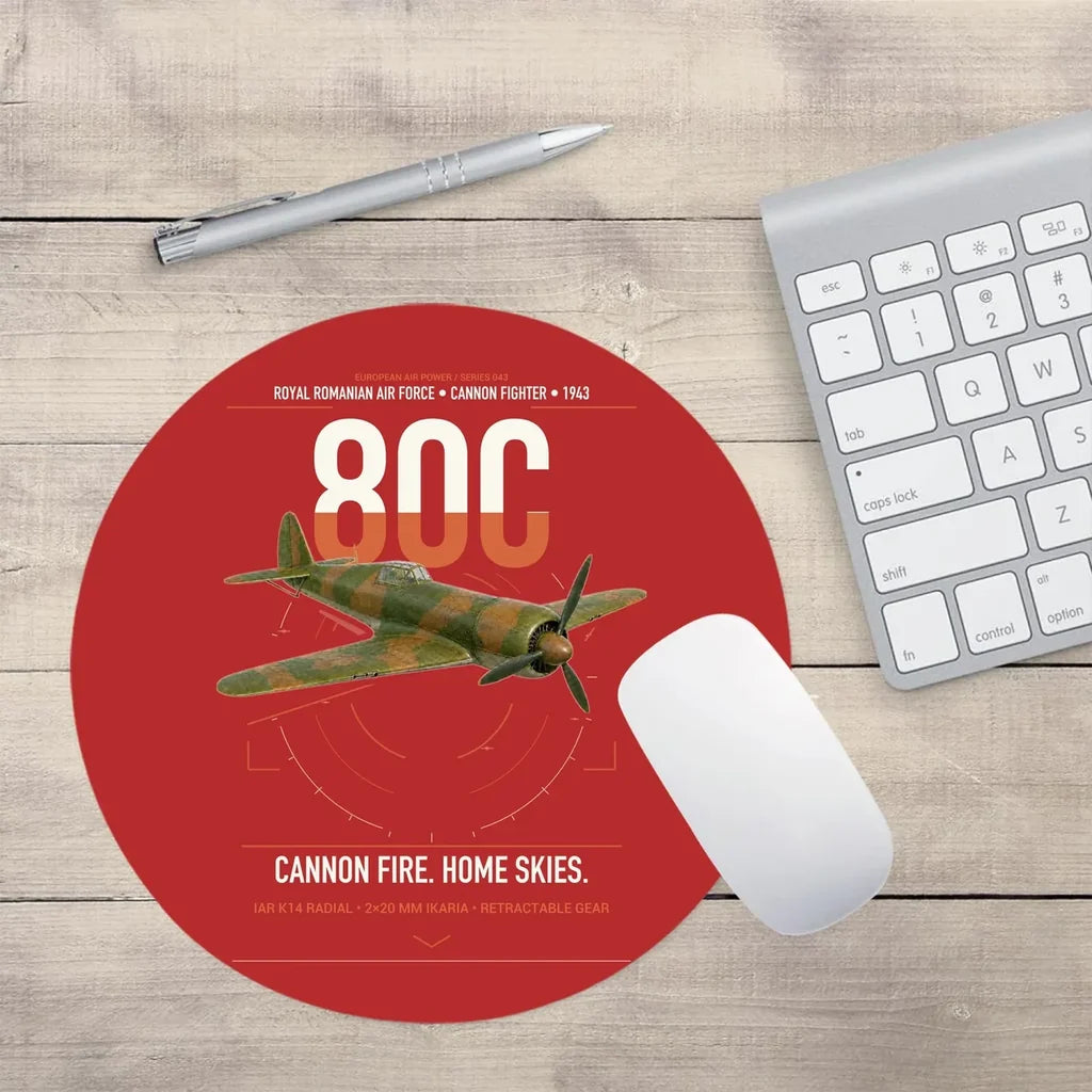 IAR 80C design on red round mouse pad