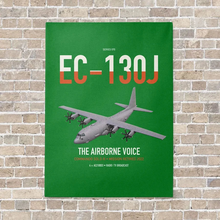 EC-130J Commando Solo III vertical canvas print - no frame - green background