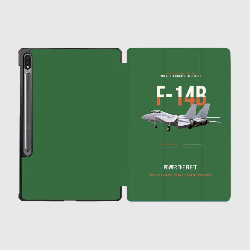 F-14B Tomcat Power The Fleet design on green samsung tablet tablet case