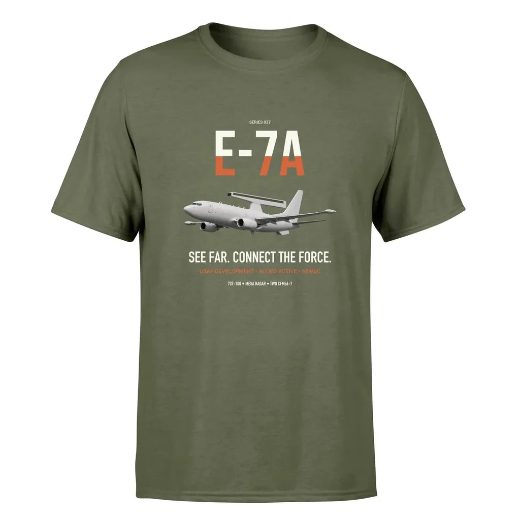 E-7A Wedgetail design on green army double-side t-shirt, single-side print