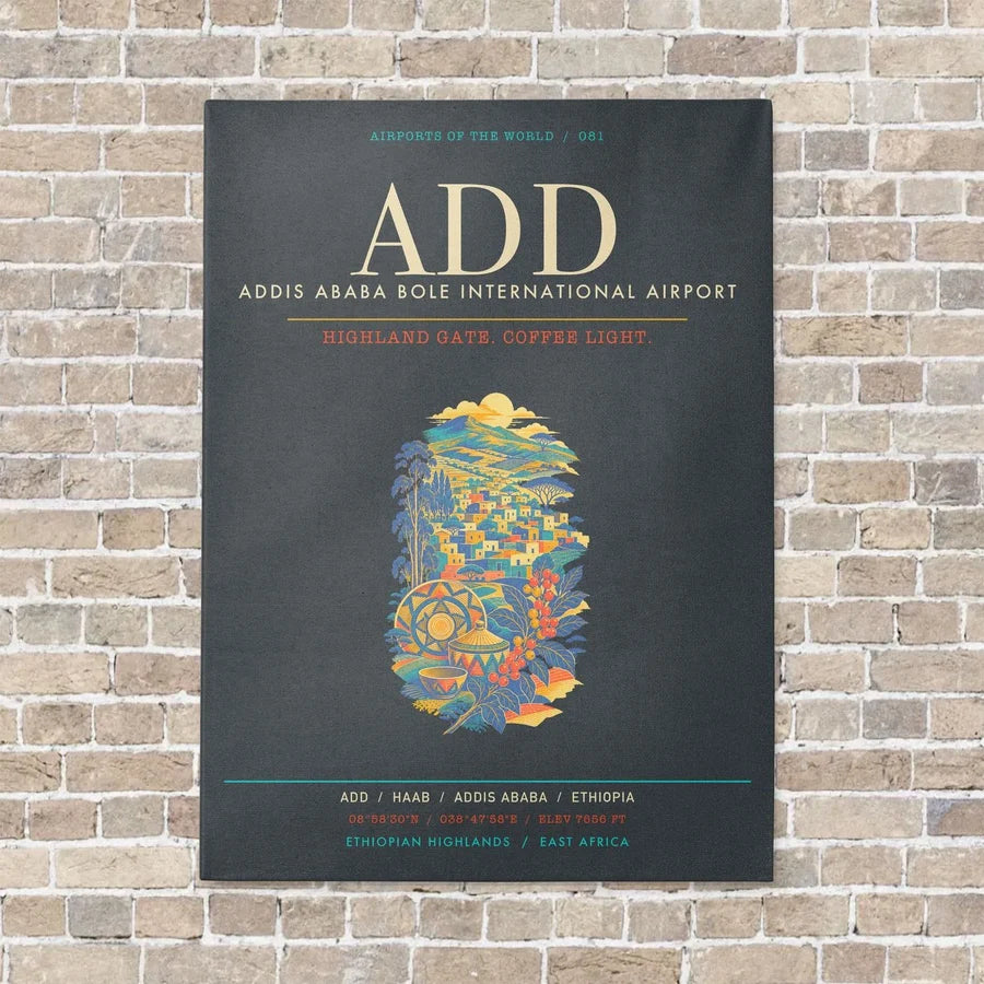 Addis Ababa Bole International Airport ADD - Canvas Framed - Gray