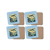 Thumbnail for The Supply Drop Over The Valley - Designed Coasters design on light blue 4-pieces-set