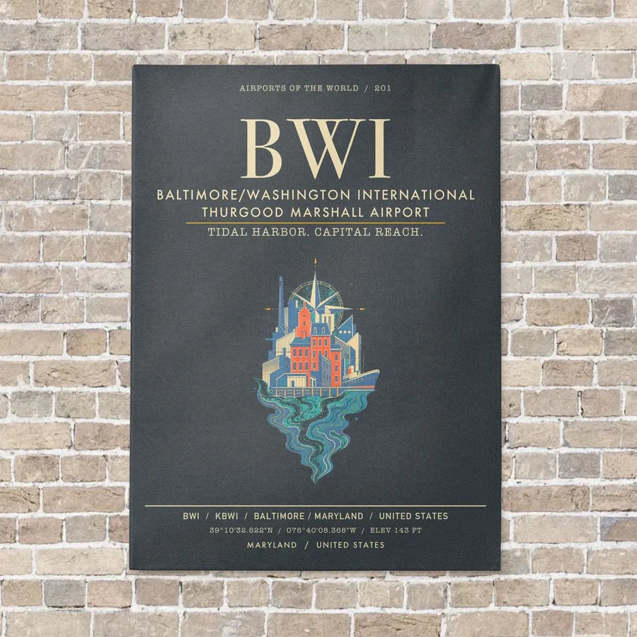 Baltimore-Washington International Thurgood Marshall Airport BWI - Canvas Framed - Gray