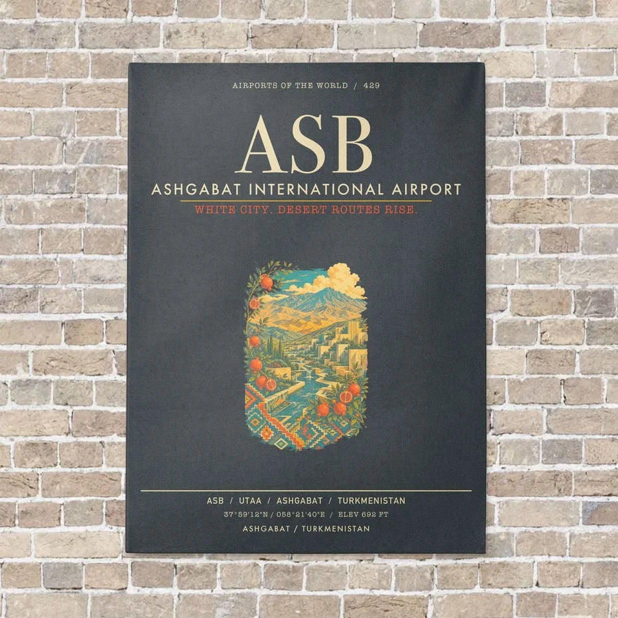 Ashgabat International Airport ASB - Canvas Framed - Gray