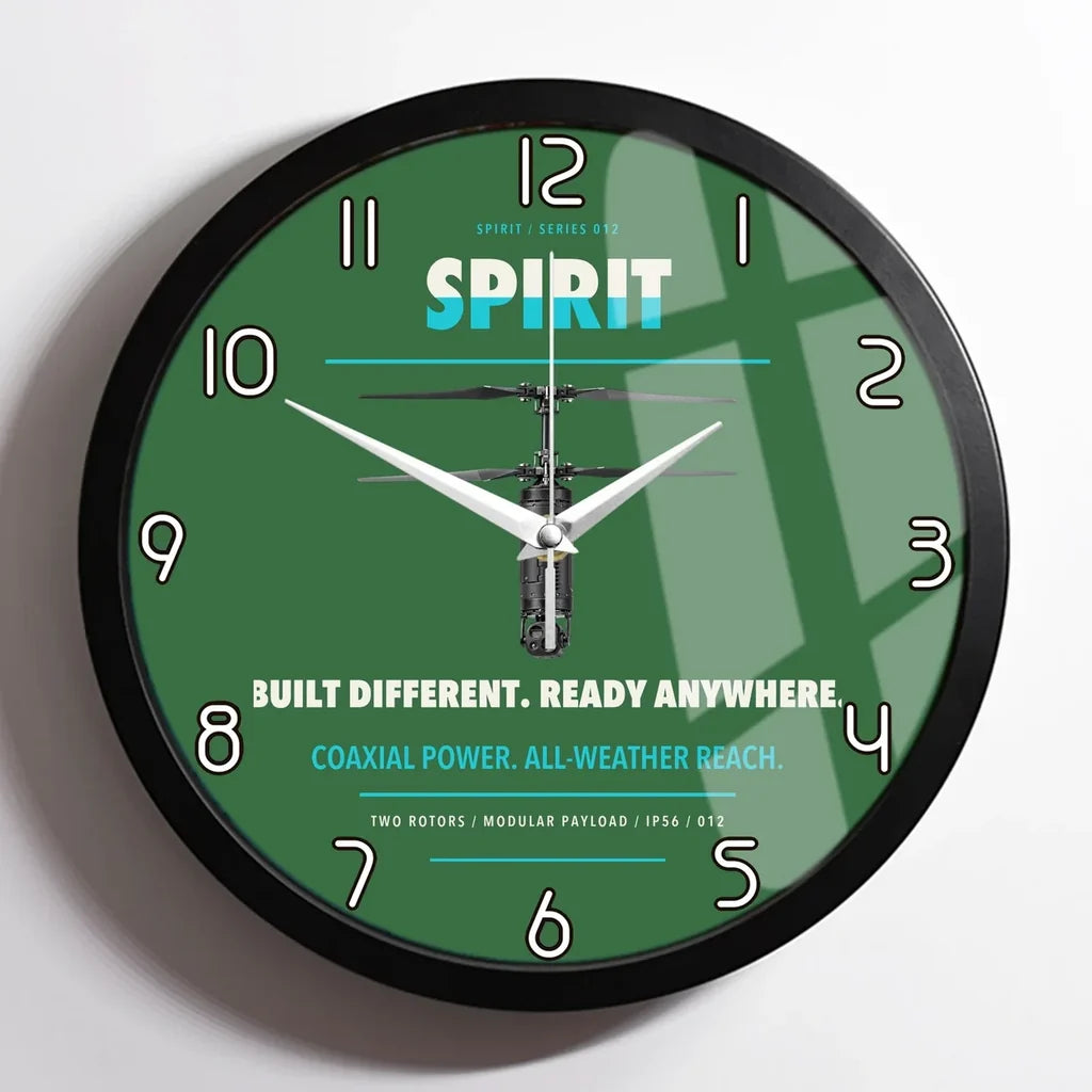 Ascent AeroSystems Spirit design on green framed wall clock