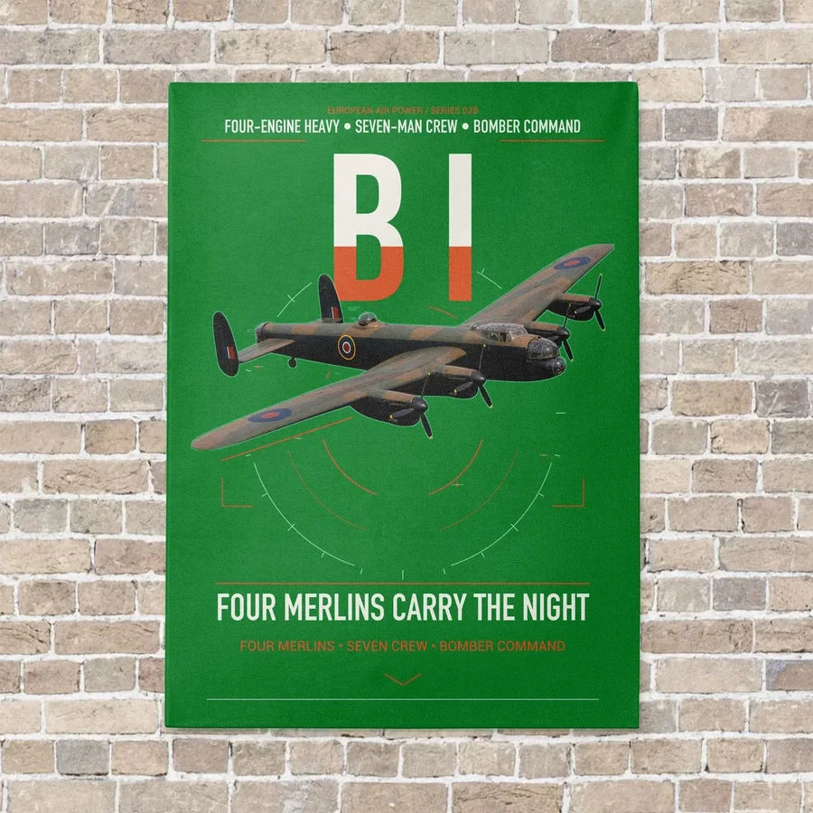 Avro Lancaster B I vertical canvas print - no frame - green background