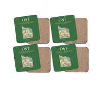 Thumbnail for Ostend-Bruges International Airport (OST) design on green 4 pieces set coaster