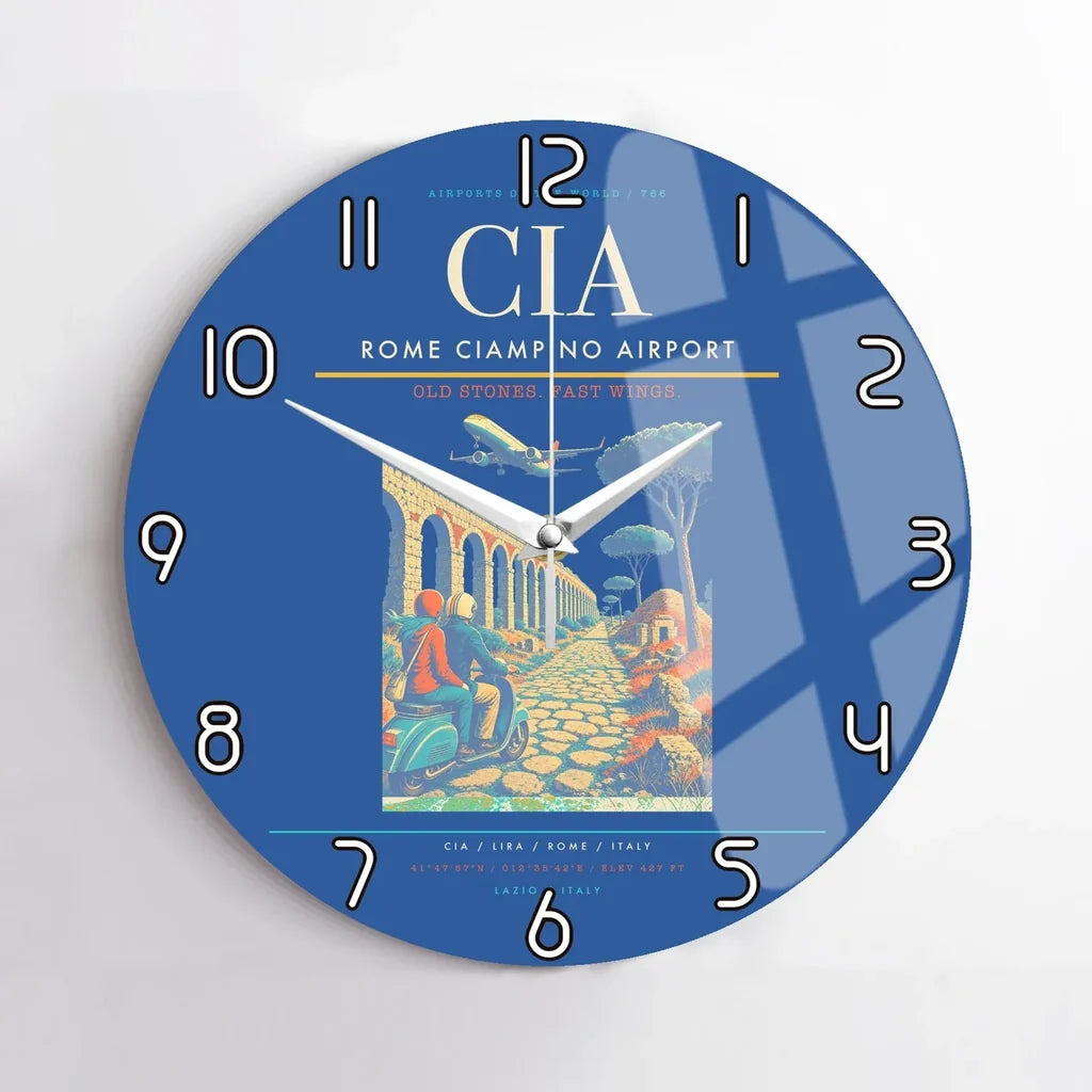 Rome Ciampino Airport CIA Wall-Clock No-Frame - Blue