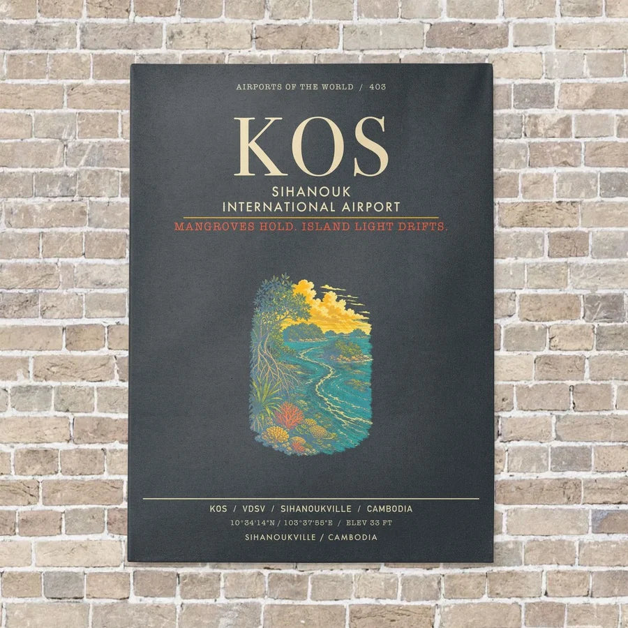 Sihanouk International Airport KOS - Canvas Framed - Gray