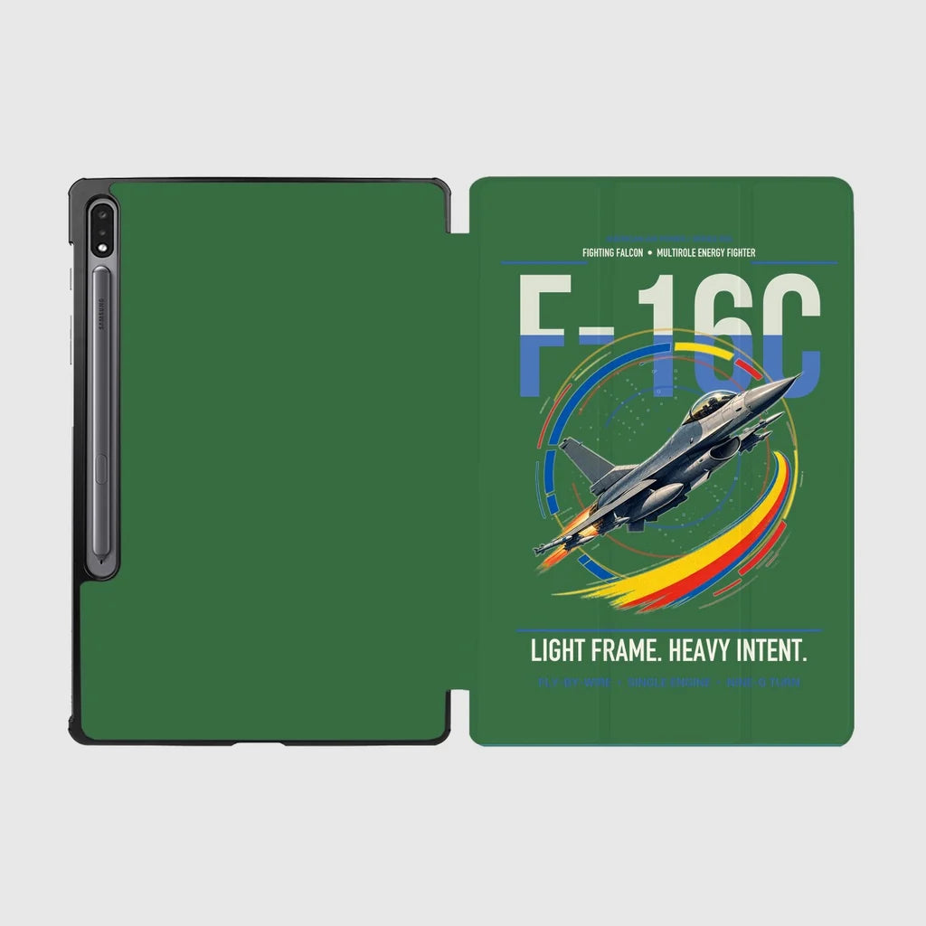 F-16C Fighting Falcon design on green samsung tablet tablet case