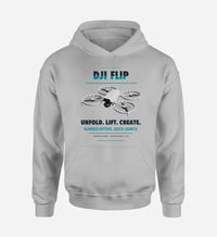 Thumbnail for DJI Flip design on light gray hoodie single side
