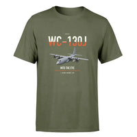 Thumbnail for WC-130J Hurricane Hunter design on green army double-side t-shirt, single-side print