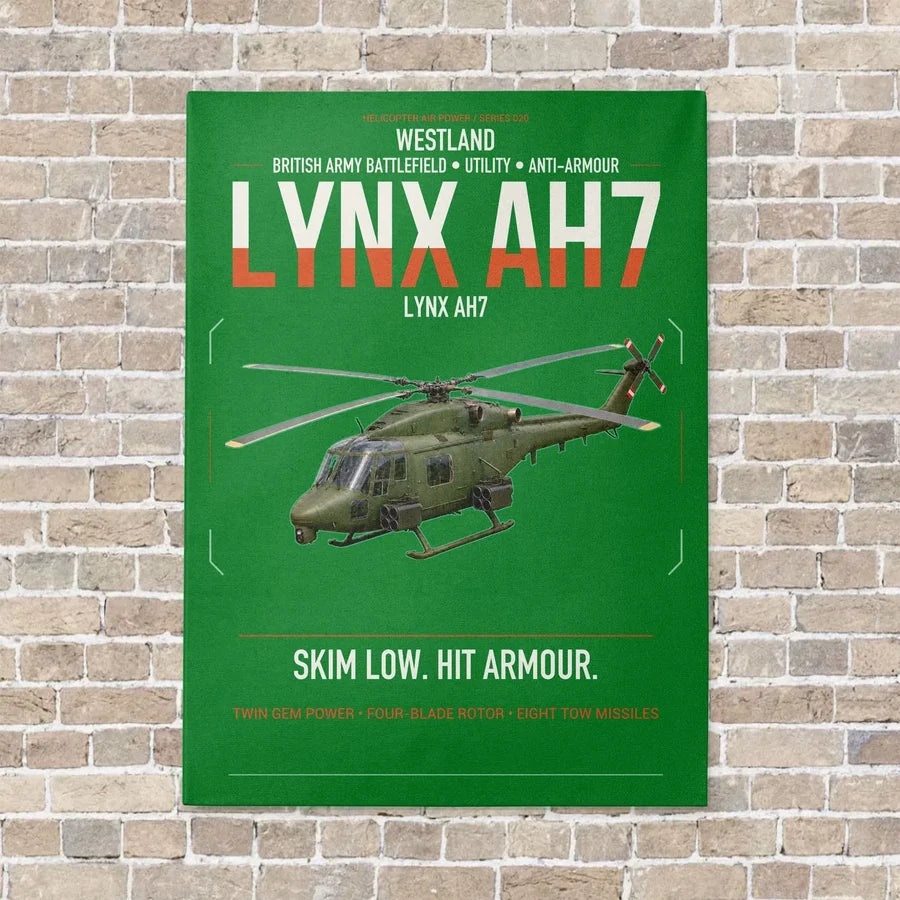 Westland Lynx AH7 vertical canvas print - no frame - green background