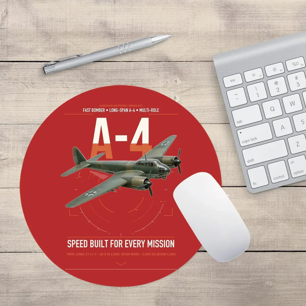 Junkers Ju 88A-4 design on red round mouse pad