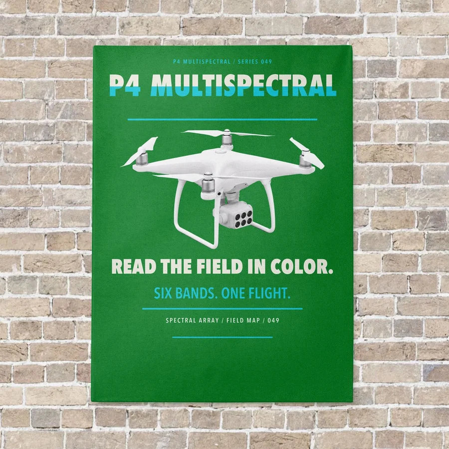 DJI P4 Multispectral vertical canvas print - no frame - green background