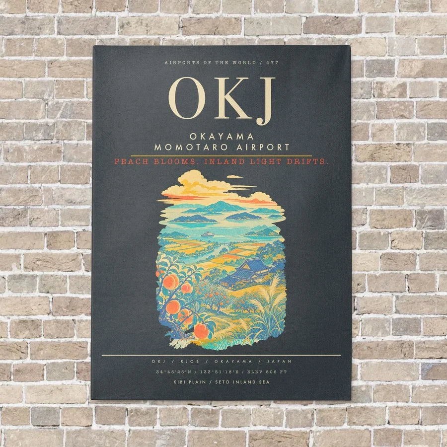 Okayama Momotaro Airport OKJ - Canvas Framed - Gray