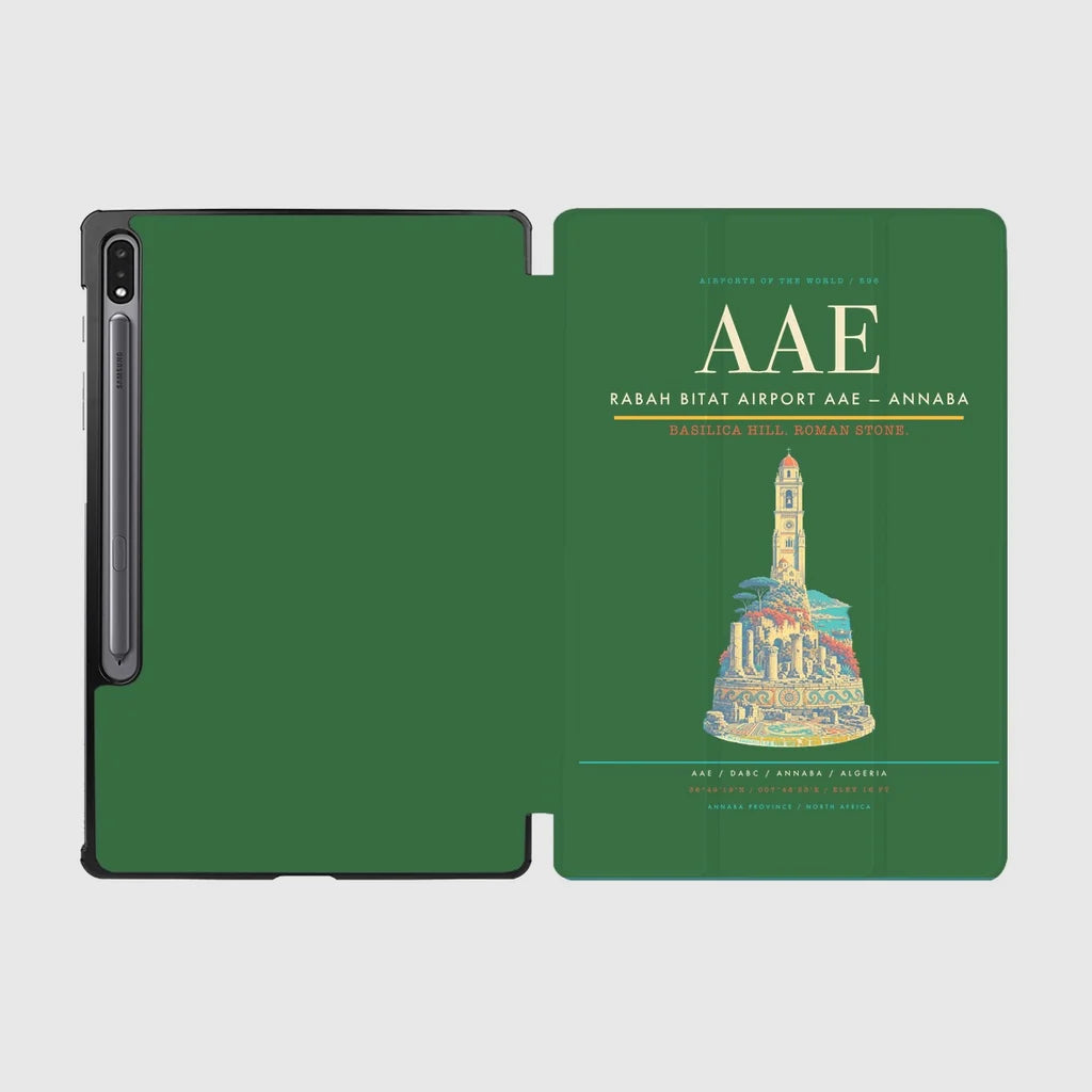 Rabah Bitat Airport (AAE) design on green samsung tablet tablet case