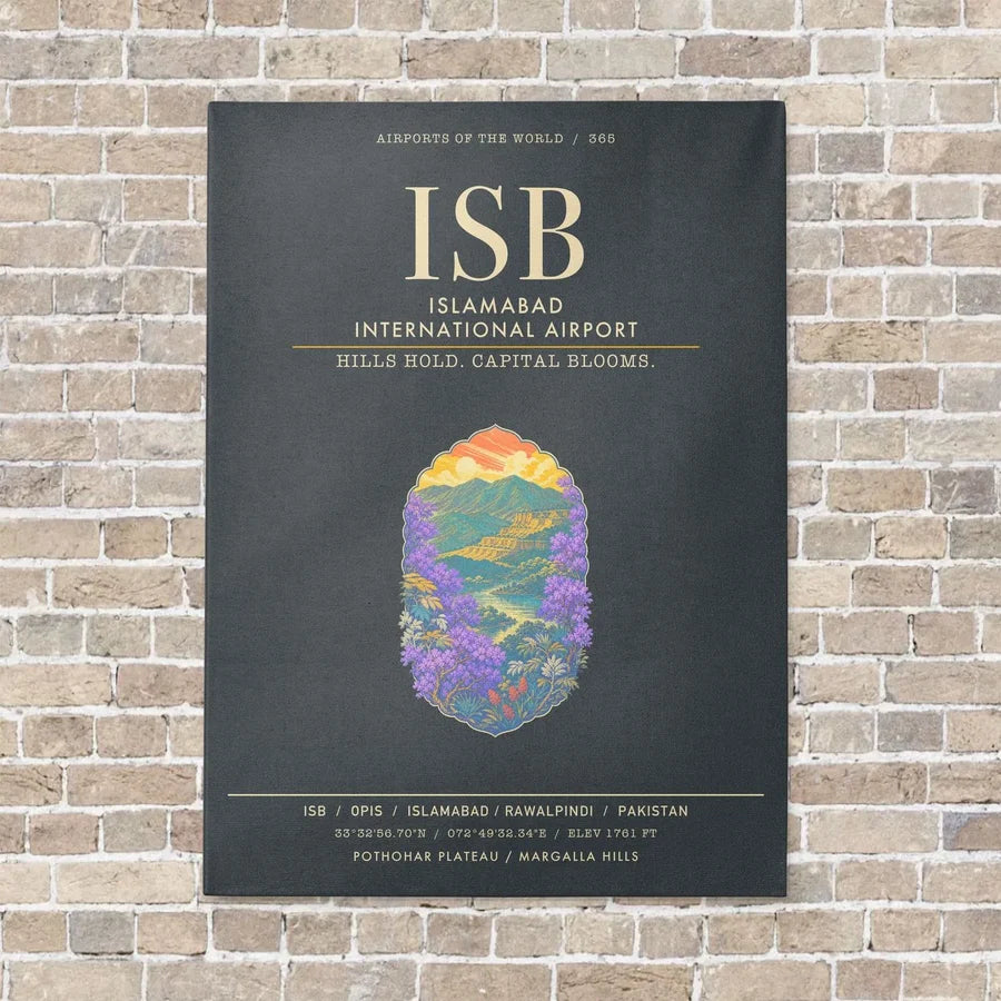 Islamabad International Airport ISB - Canvas Framed - Gray