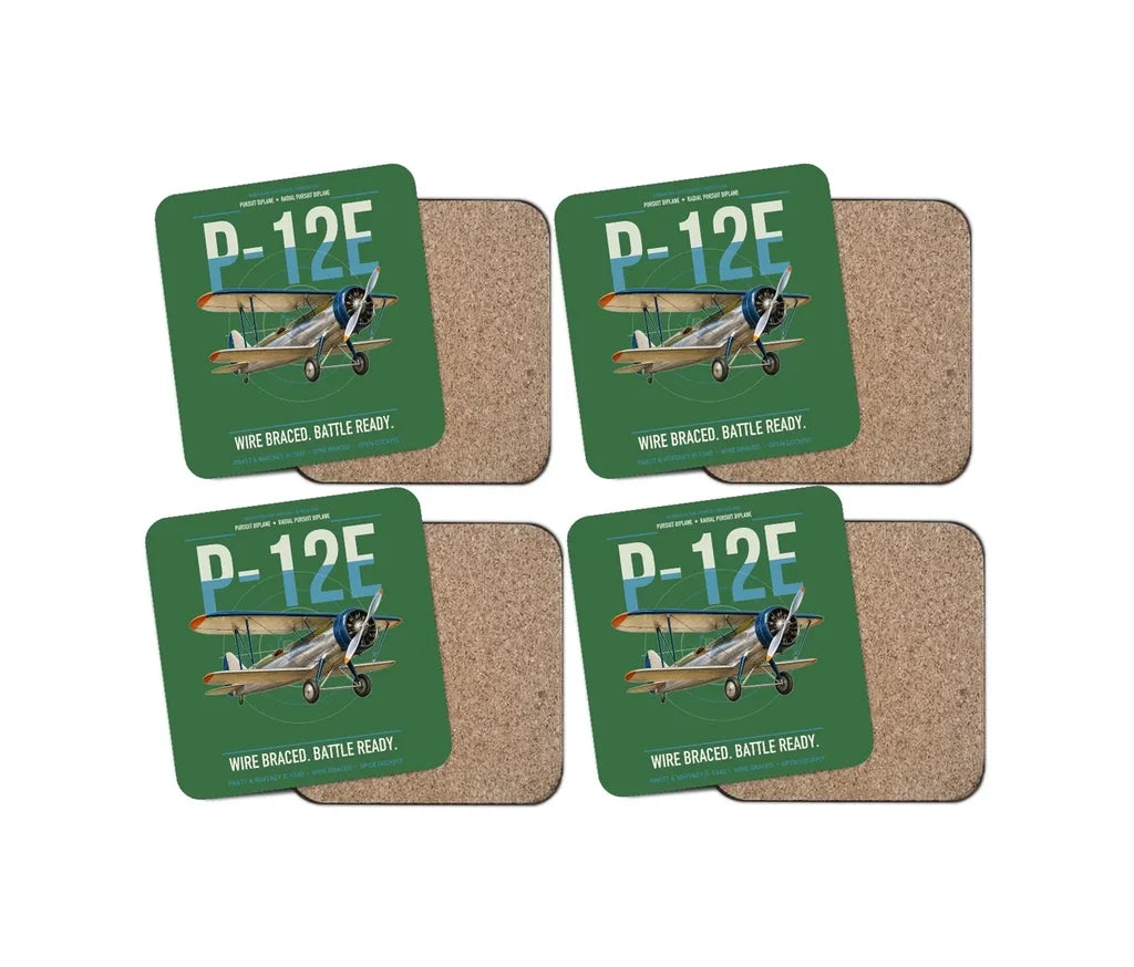 Boeing P-12E design on green 4 pieces set coaster