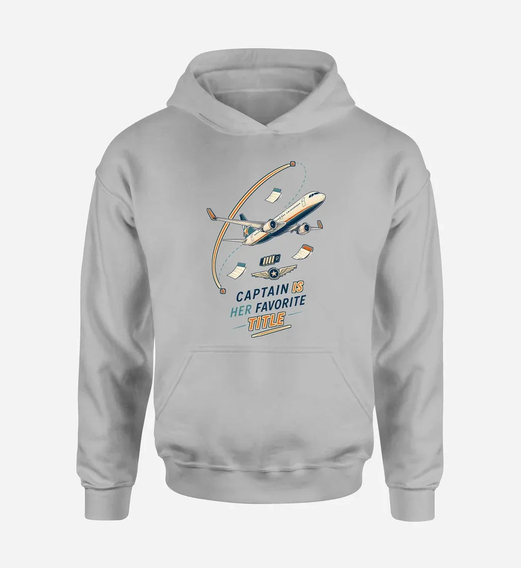 SIGNAL 577 - Captain Is Her Favorite Title design on light gray hoodie single side