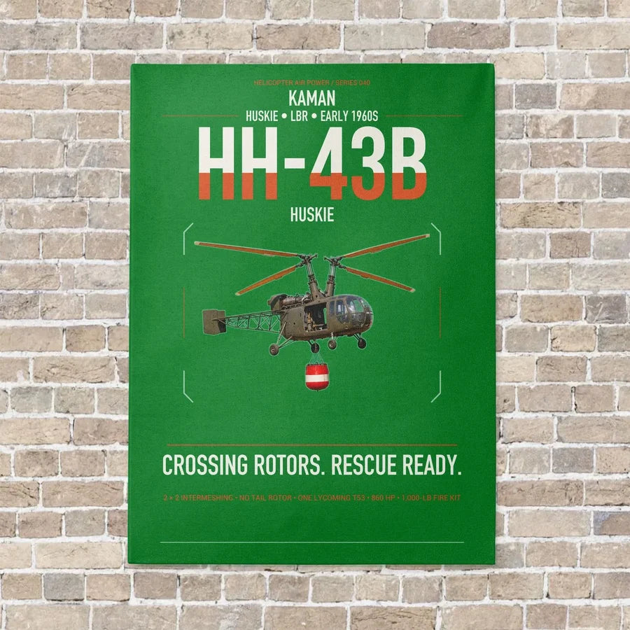 Kaman HH-43B Huskie vertical canvas print - no frame - green background