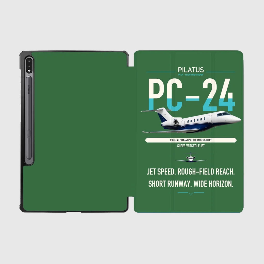 Pilatus PC-24 design on green samsung tablet tablet case