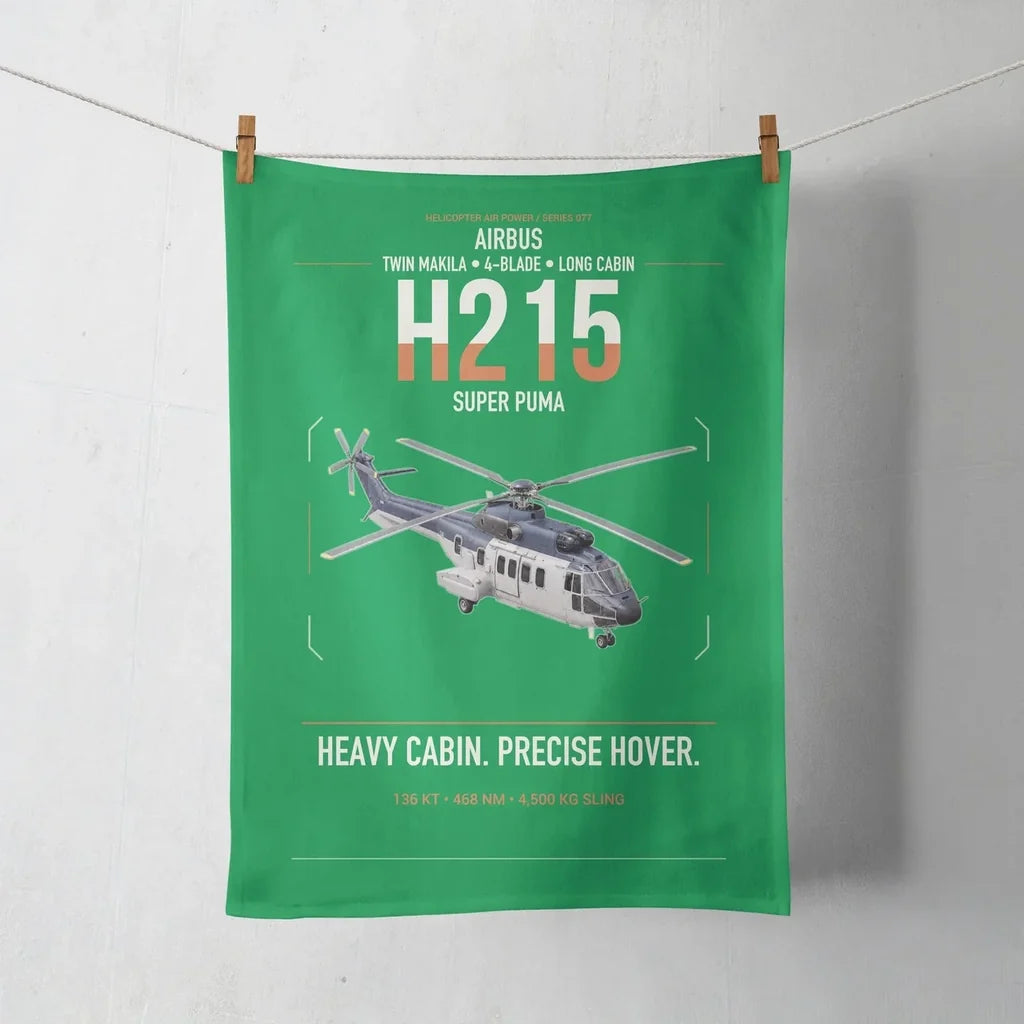 Airbus H215 design on green towel