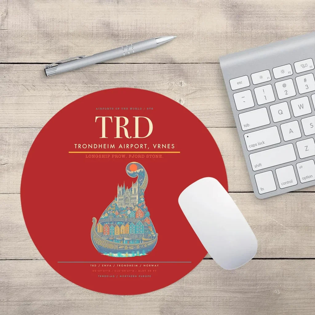Trondheim Airport Vrnes TRD Mouse-Pad Round - Red