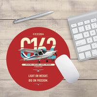 Thumbnail for Cessna 162 Skycatcher design on red round mouse pad