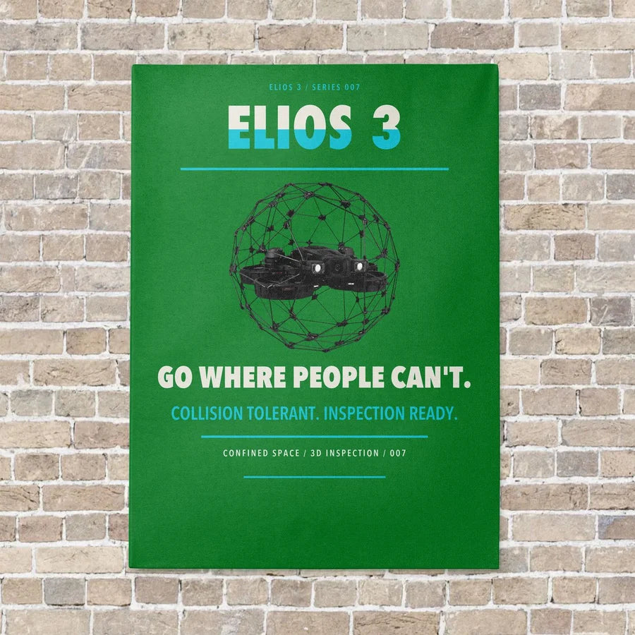 Flyability Elios 3 vertical canvas print - no frame - green background