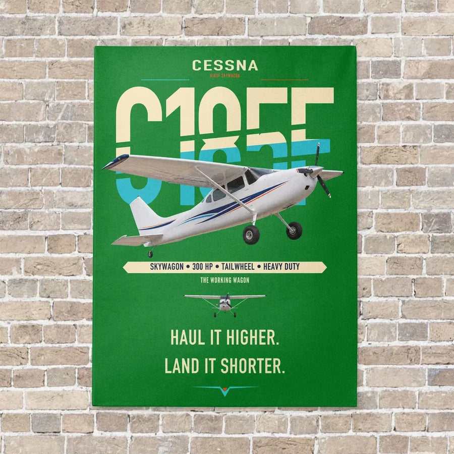 Cessna A185F Skywagon vertical canvas print - no frame - green background