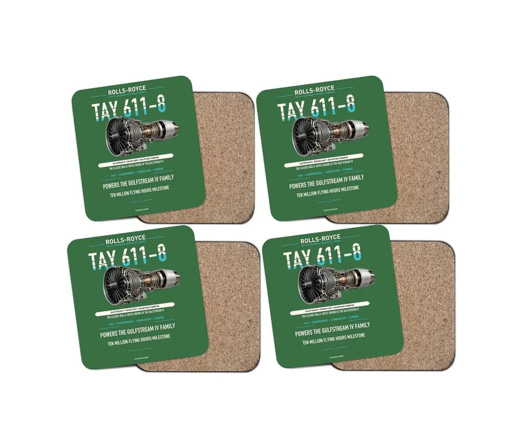 TAY 611-8 design on green 4 pieces set coaster