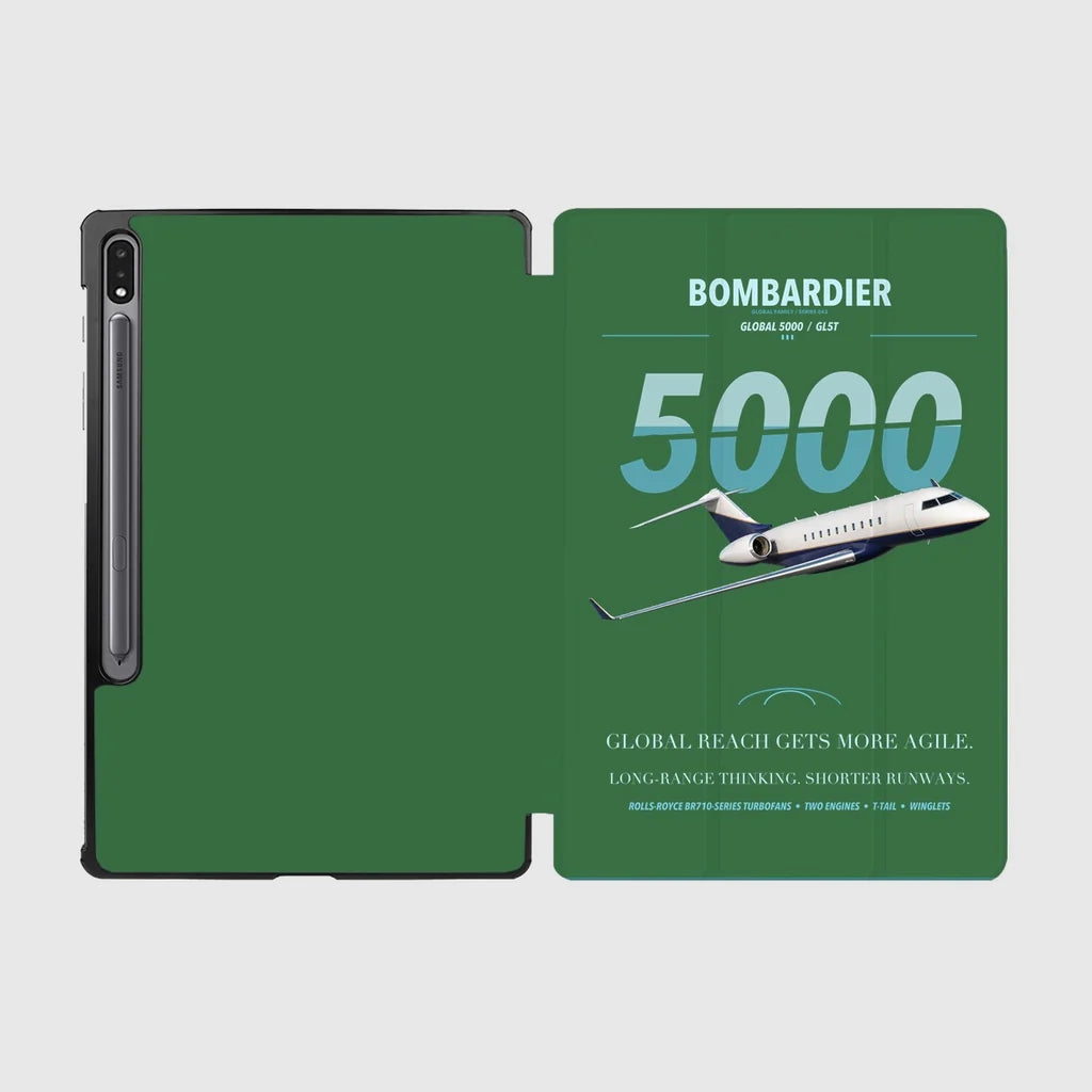 Bombardier Global 5000 design on green samsung tablet tablet case