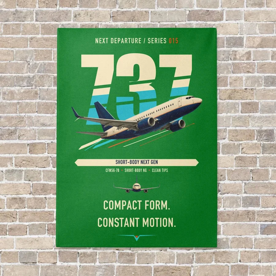 Boeing 737-700 NG vertical canvas print - no frame - green background
