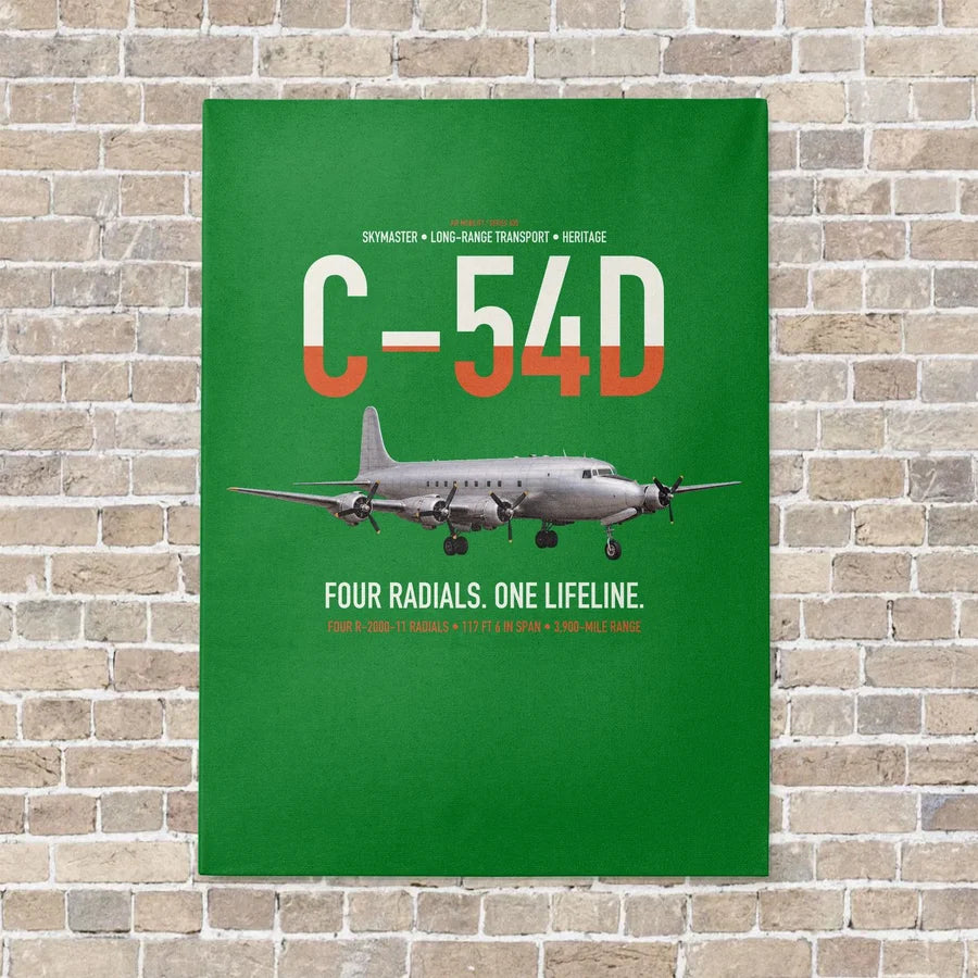 C-54D Skymaster vertical canvas print - no frame - green background
