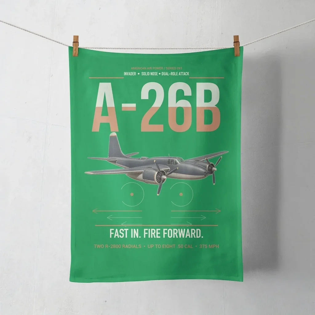 A-26B Invader design on green towel