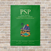 Thumbnail for Palm Springs International Airport PSP vertical canvas print - no frame - green background