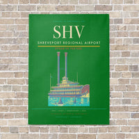 Thumbnail for Shreveport Regional Airport SHV vertical canvas print - no frame - green background