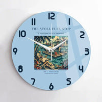 Thumbnail for VINTAGE G4069 - The Atoll Fuel Stop - Designed Wall Clocks design on lightblue no-frame
