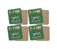 Thumbnail for C-119G Flying Boxcar design on green 4 pieces set coaster