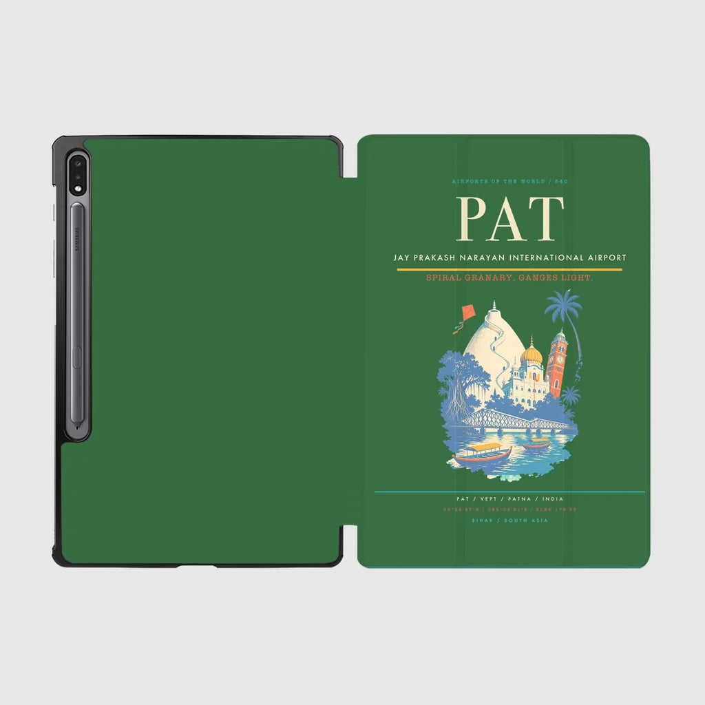 Jay Prakash Narayan International Airport (PAT) design on green samsung tablet tablet case