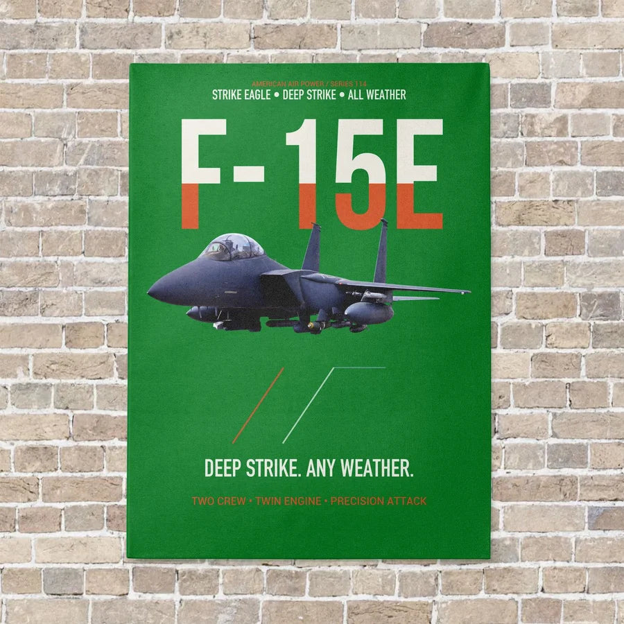 F-15E Strike Eagle Deep Strike Any Weather vertical canvas print - no frame - green background