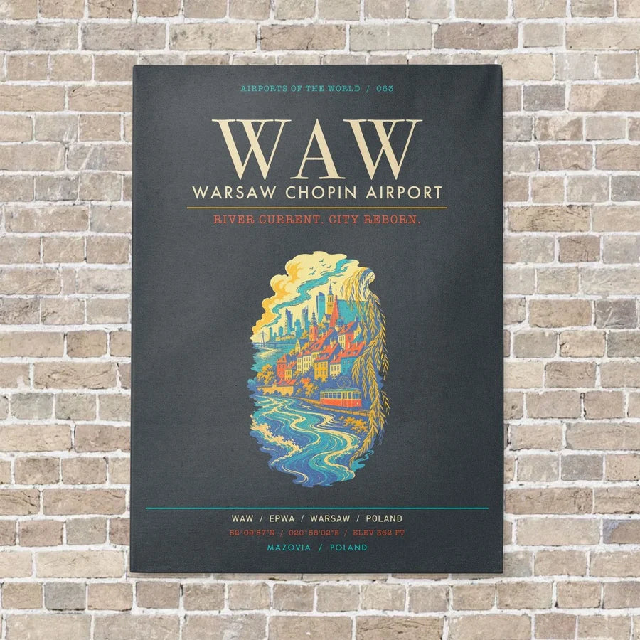 Warsaw Chopin Airport WAW - Canvas Framed - Gray